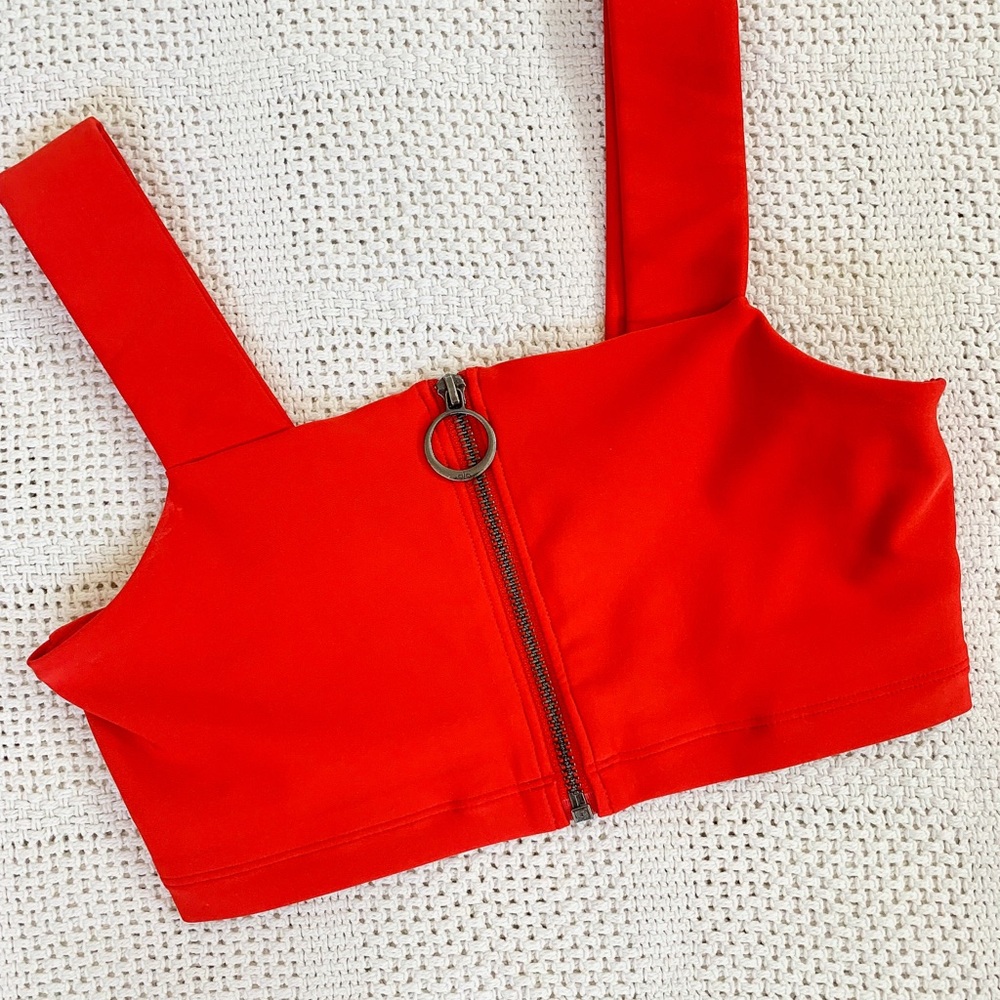 Red Crop Top with Zipper